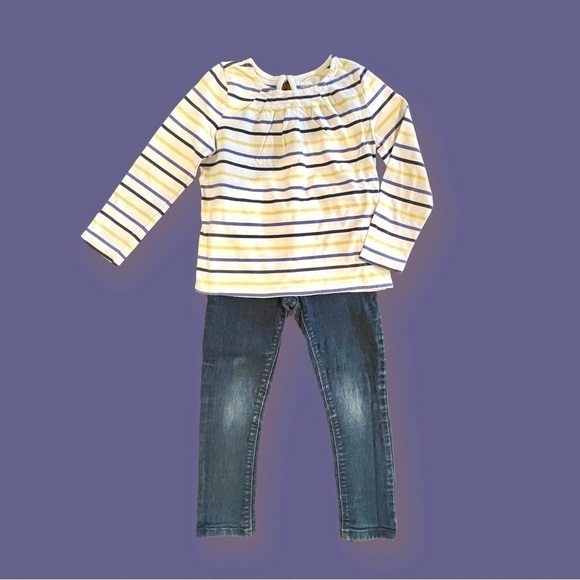 OLD NAVY, GIRLS STRETCH, SKINNY JEANS. SIZE 5T. BABY GAP SHIRT, SIZE 5T. - Picture 1 of 8
